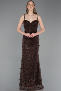 Long Brown Dantelle Evening Dress ABU6040