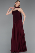 Long Cherry Colored Chiffon Prom Gown ABU6042