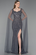 Anthracite Long Stony Evening Dress ABU5751