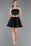 Short Black Satin Cocktail Dress ABK2603
