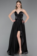 Long Black Satin Evening Dress ABU6049