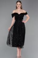 Black Midi Beaded Party Dress ABK2594