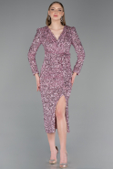 Powder Color Midi Scaly Cocktail Dress ABK2543