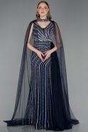 Long Navy Blue Stony Evening Dress ABU6052