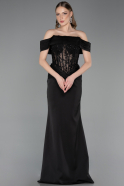 Long Black Satin Evening Dress ABU6054