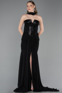 Long Black Chiffon Evening Dress ABU6055