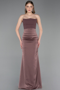 Brown Long Satin Prom Gown ABU6061