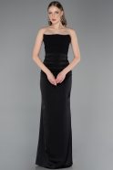 Long Black Satin Prom Gown ABU6061