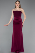 Long Cherry Colored Satin Prom Gown ABU6061