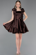 Short Brown Satin Cocktail Dress ABK2607