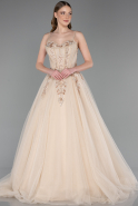 Long Gold Designer Plus Size Gowns ABU6062