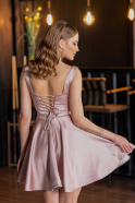 Short Powder Color Satin Cocktail Dress ABK2606