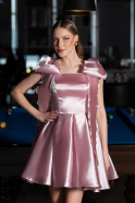 Short Powder Color Satin Cocktail Dress ABK2607