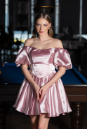 Short Powder Color Satin Cocktail Dress ABK2605