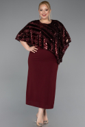Midi Burgundy Plus Size Evening Gown ABK2609