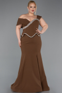 Long Brown Plus Size Evening Dress ABU6047