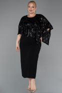 Midi Black Plus Size Evening Gown ABK2609