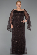 Brown Long Beaded Plus Size Evening Gown ABU5067
