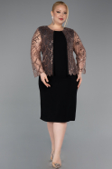 Black-Copper Midi Plus Size Evening Gown ABK2417
