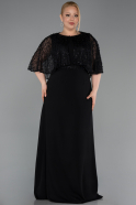 Long Black Chiffon Plus Size Evening Dress ABU6063
