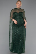 Emerald Green Long Beaded Plus Size Wedding Dress ABU5328