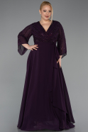 Long Dark Purple Chiffon Plus Size Evening Dress ABU6067