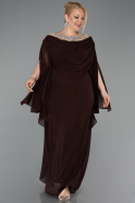 Long Brown Chiffon Plus Size Evening Gown ABU6068