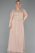 Gold Long Chiffon Formal Plus Size Dress ABU5554