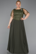 Olive Drab Long Chiffon Formal Plus Size Dress ABU5554
