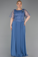 Indigo Long Chiffon Formal Plus Size Dress ABU5554