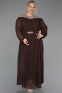 Brown Long Chiffon Formal Plus Size Dress ABU5555