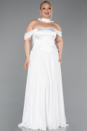 Long White Chiffon Plus Size Evening Dress ABU5551