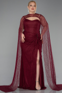 Long Burgundy Dantelle Plus Size Evening Gown ABU6070