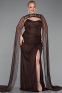 Long Brown Dantelle Plus Size Evening Gown ABU6070