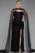 Long Black Dantelle Plus Size Evening Gown ABU6070