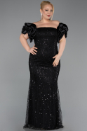Long Black Beaded Formal Plus Size Dress ABU5948