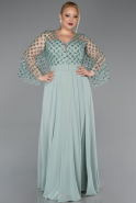 Turquoise Long Chiffon Plus Size Evening Gown ABU5875
