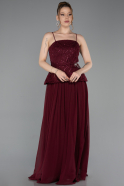 Long Burgundy Chiffon Evening Dress ABU6076