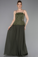 Long Olive Drab Chiffon Evening Dress ABU6076