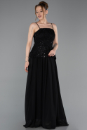 Long Black Chiffon Evening Dress ABU6076
