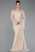 Beige Long Scaly Mermaid Evening Gown ABU5623