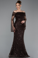 Brown Long Scaly Mermaid Evening Gown ABU5623