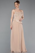 Long Beige Chiffon Evening Dress ABU6081