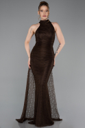 Long Brown Dantelle Evening Dress ABU6084
