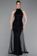 Long Black Dantelle Evening Dress ABU6084