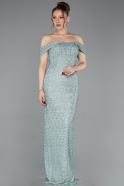 Long Mint Beaded Evening Dress ABU6057