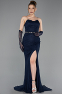 Long Navy Blue Dantelle Evening Dress ABU6060