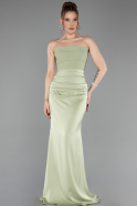 Long Pistachio Green Satin Prom Gown ABU6061