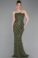 Olive Drab Long Scaly Evening Dress ABU5701
