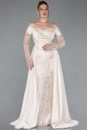Beige Long Beaded Evening Dress ABU5934